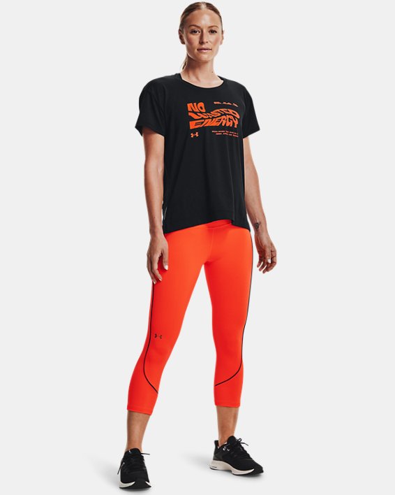 Women's UA RUSH™ HeatGear® No-Slip Waistband Pocket Capris, Orange, pdpMainDesktop image number 3